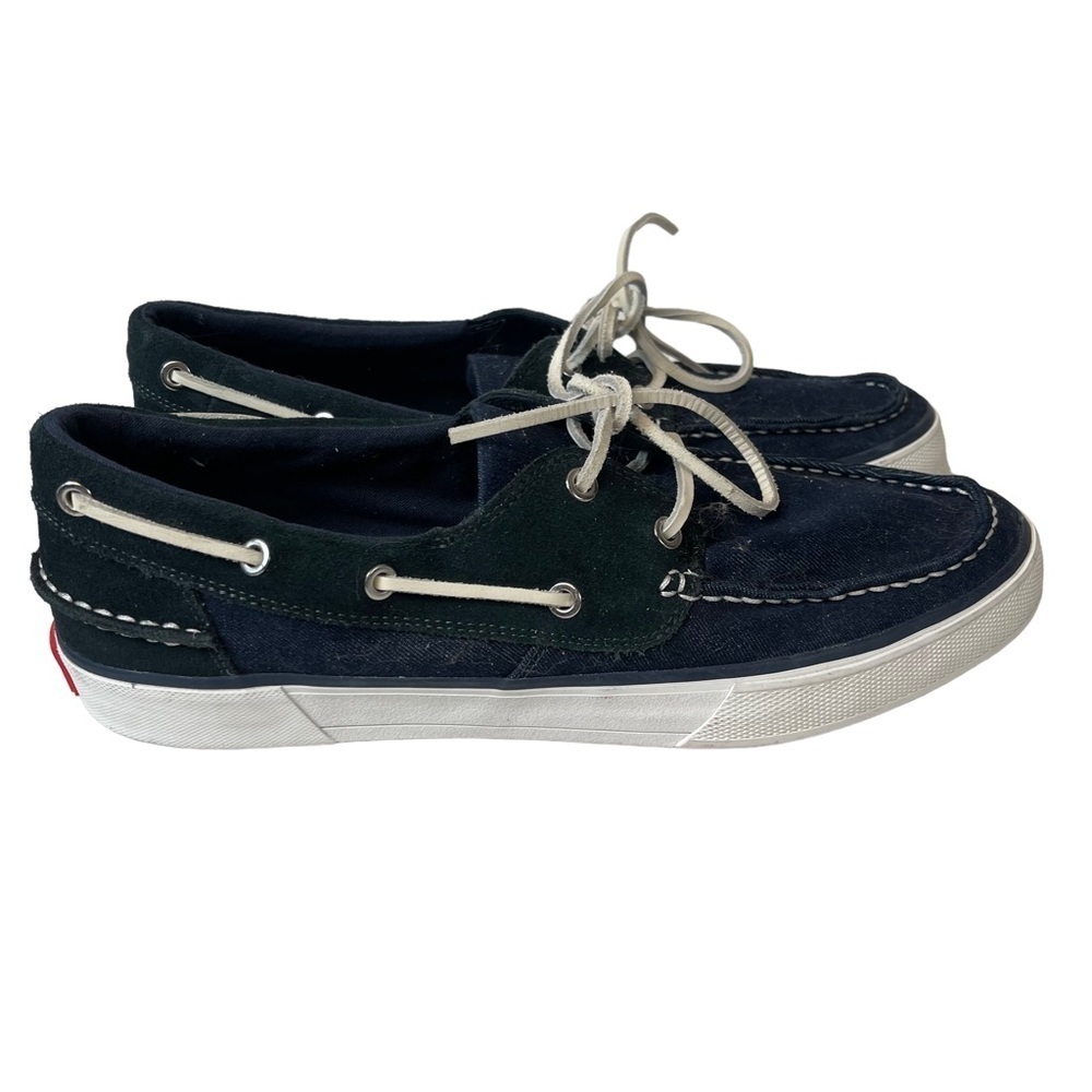 Helly Hanson Men’s Blue Suede Denim Lace Ip Slide On Preppy Deck Boat Shoes 11.5
